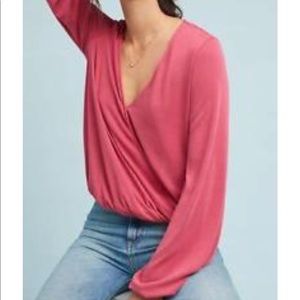 Anthropologie Pink wrap top